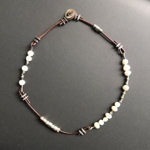 SILPADA Vintage Leather and Pearl necklace